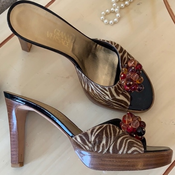 Versace Shoes - VERSACE Vintage Animal Hair Heels